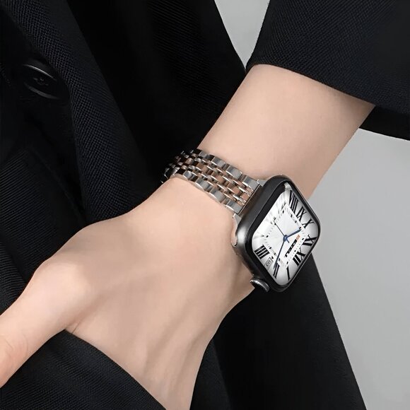 Apple Watch Band Adjustable Slim Stylish Strap Silver Stainless Chain - Rosegold - Picture 4 of 6